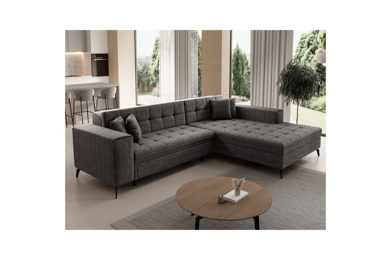 Hörnsoffa Eltap Solange 292x196x84 cm - Berlin 01, Grå, Höger - Möbler - Soffa - Bäddsoffa - Bäddsoffa divan