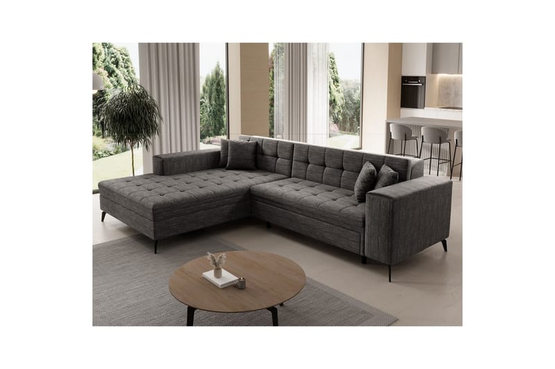 Hörnsoffa Eltap Solange 292x196x84 cm - Berlin 01, Grå, Vänster - Möbler - Soffa - Bäddsoffa - Bäddsoffa divan