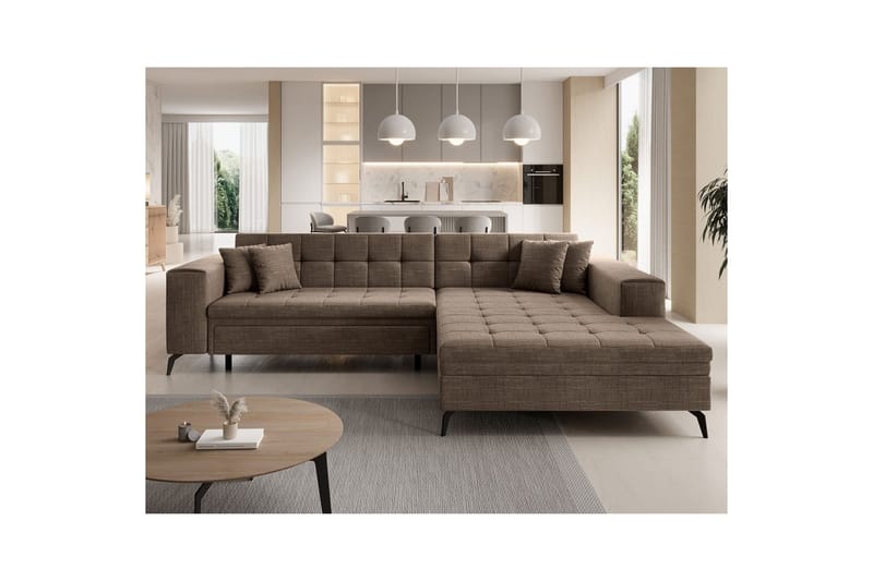 Hörnsoffa Eltap Solange 292x196x84 cm - Berlin 03, Beige, Höger - Möbler - Soffa - Bäddsoffa - Bäddsoffa divan