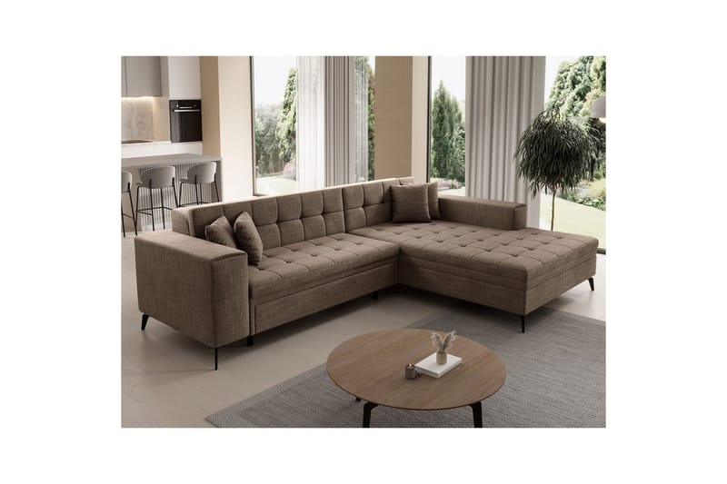 Hörnsoffa Eltap Solange 292x196x84 cm - Berlin 03, Beige, Höger - Möbler - Soffa - Bäddsoffa - Bäddsoffa divan