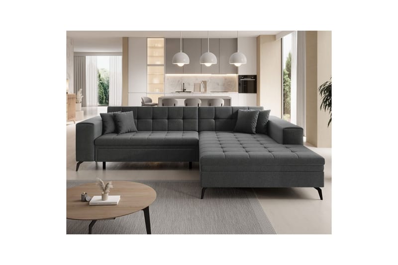 Hörnsoffa Eltap Solange 292x196x84 cm - Inari 96, Mörkgrå, Höger - Möbler - Soffa - Bäddsoffa - Bäddsoffa divan