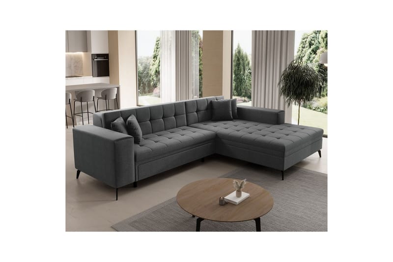 Hörnsoffa Eltap Solange 292x196x84 cm - Inari 96, Mörkgrå, Höger - Möbler - Soffa - Bäddsoffa - Bäddsoffa divan