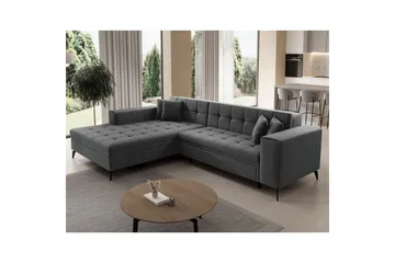 Hörnsoffa Eltap Solange 292x196x84 cm - Inari 96, Mörkgrå, Vänster - Möbler - Soffa - Bäddsoffa - Bäddsoffa divan