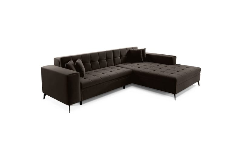 Hörnsoffa Eltap Solange 292x196x84 cm - Mat Velvet 29, Mörkbrun, Höger - Möbler - Soffa - Bäddsoffa - Bäddsoffa divan