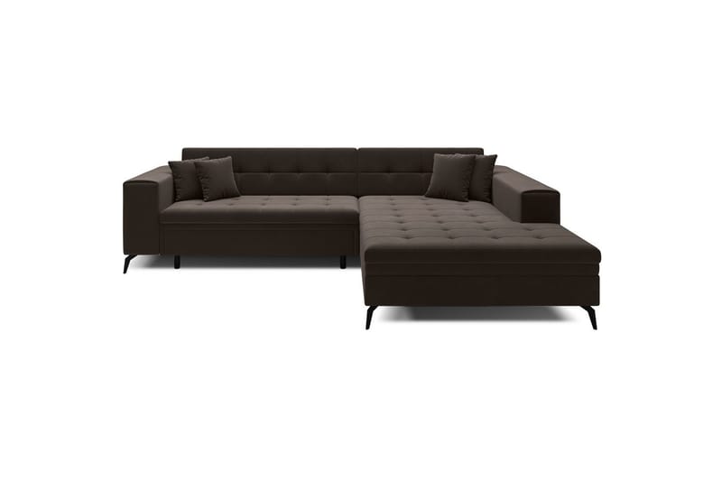 Hörnsoffa Eltap Solange 292x196x84 cm - Mat Velvet 29, Mörkbrun, Höger - Möbler - Soffa - Bäddsoffa - Bäddsoffa divan