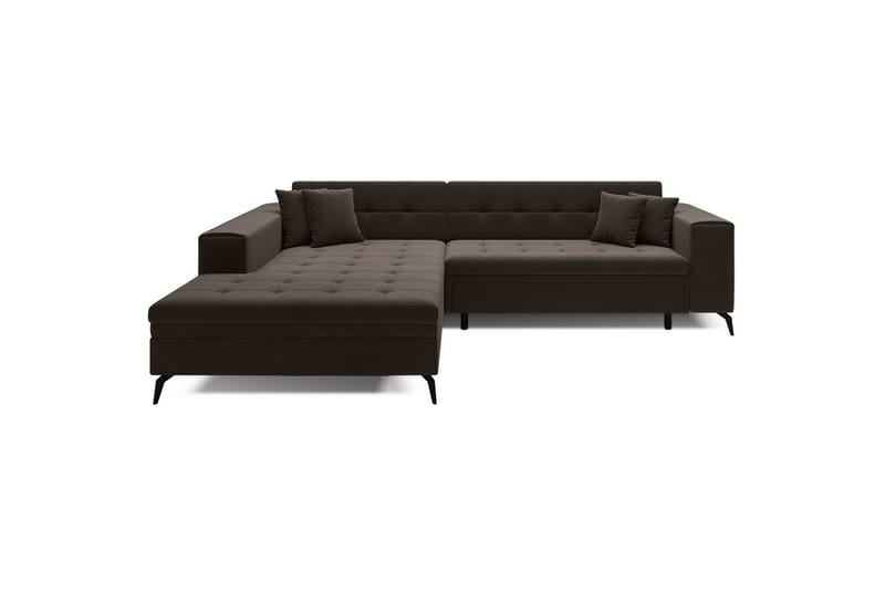 Hörnsoffa Eltap Solange 292x196x84 cm - Mat Velvet 29, Mörkbrun, Vänster - Möbler - Soffa - Bäddsoffa - Bäddsoffa divan