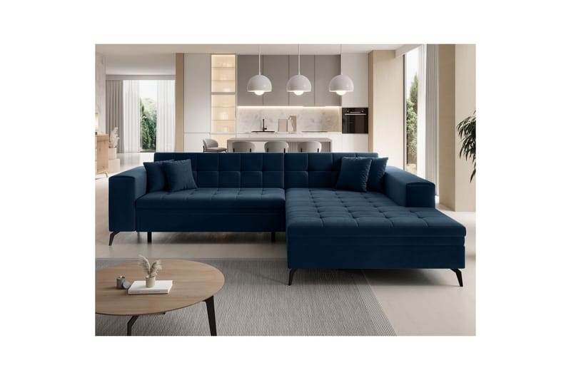 Hörnsoffa Eltap Solange 292x196x84 cm - Monolith 77, Mörkblå, Höger - Möbler - Soffa - Bäddsoffa - Bäddsoffa divan