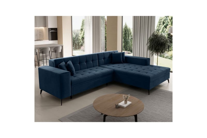 Hörnsoffa Eltap Solange 292x196x84 cm - Monolith 77, Mörkblå, Höger - Möbler - Soffa - Bäddsoffa - Bäddsoffa divan