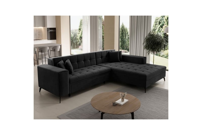 Hörnsoffa Eltap Solange 292x196x84 cm - Monolith 97, Mörkgrå, Höger - Möbler - Soffa - Bäddsoffa - Bäddsoffa divan