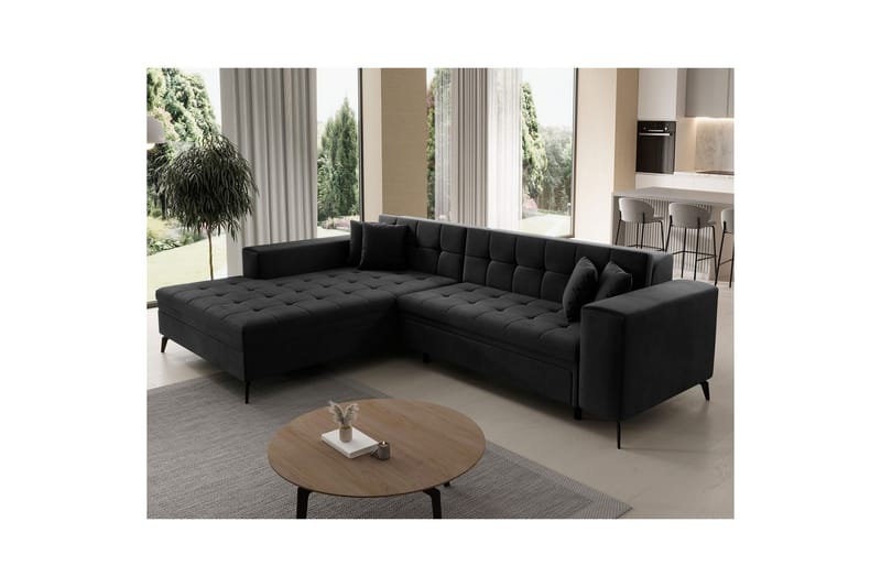 Hörnsoffa Eltap Solange 292x196x84 cm - Monolith 97, Mörkgrå, Vänster - Möbler - Soffa - Bäddsoffa - Bäddsoffa divan