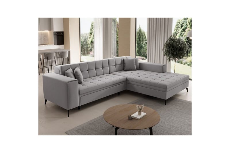 Hörnsoffa Eltap Solange 292x196x84 cm - Omega 02, Grå, Höger - Möbler - Soffa - Bäddsoffa - Bäddsoffa divan