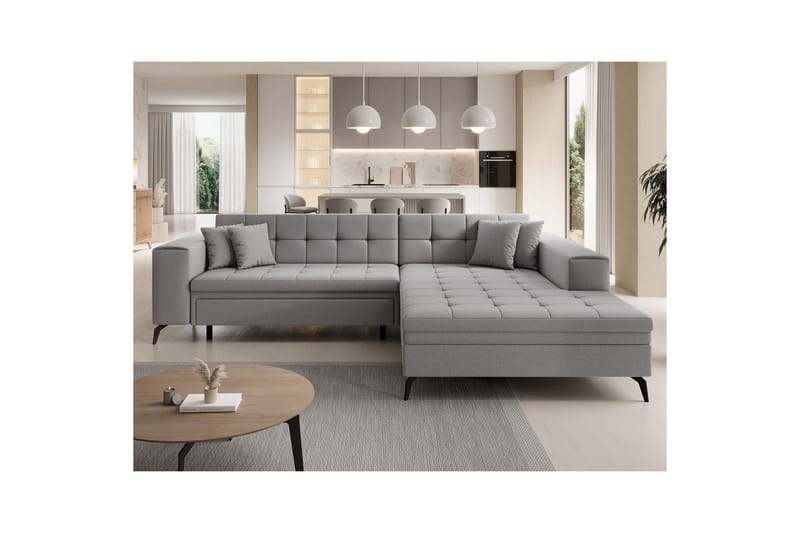 Hörnsoffa Eltap Solange 292x196x84 cm - Omega 02, Grå, Höger - Möbler - Soffa - Bäddsoffa - Bäddsoffa divan