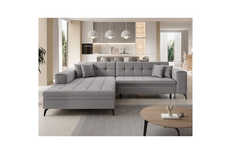 Hörnsoffa Eltap Solange 292x196x84 cm - Omega 02, Grå, Vänster - Möbler - Soffa - Bäddsoffa - Bäddsoffa divan