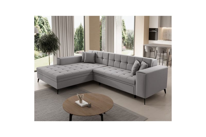 Hörnsoffa Eltap Solange 292x196x84 cm - Omega 02, Grå, Vänster - Möbler - Soffa - Bäddsoffa - Bäddsoffa divan