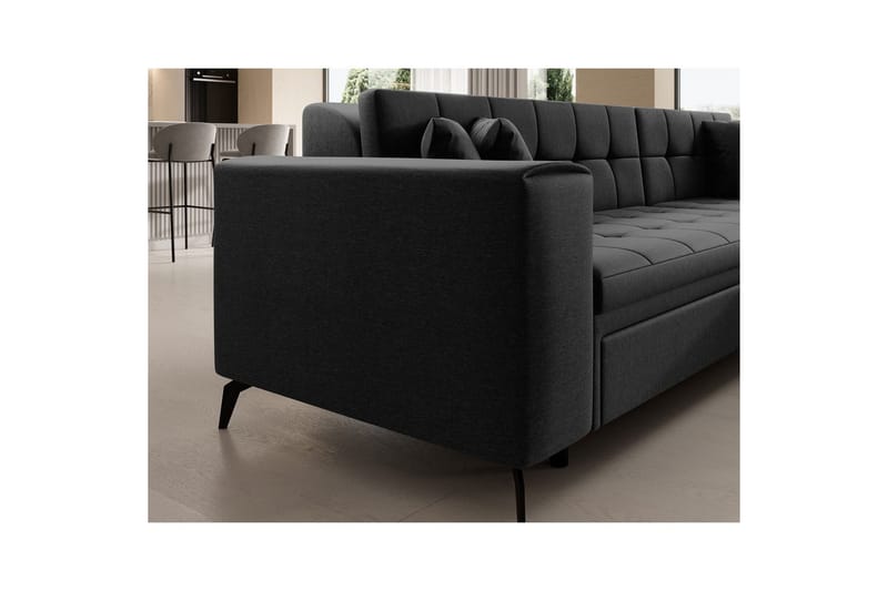 Hörnsoffa Eltap Solange 292x196x84 cm - Sawana 14, Svart, Höger - Möbler - Soffa - Bäddsoffa - Bäddsoffa divan