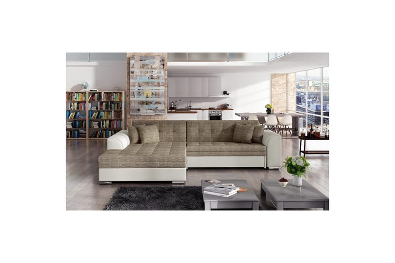Hörnsoffa Eltap Sorento 296x194x78 cm - Berlin 03, Soft 33, Beige, Vänster - Möbler - Soffa - Bäddsoffa - Bäddsoffa divan