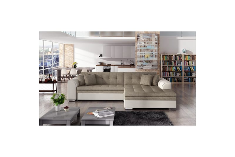 Hörnsoffa Eltap Sorento 296x194x78 cm - Inari 23, Soft 33, Beige, Höger - Möbler - Soffa - Bäddsoffa - Bäddsoffa divan