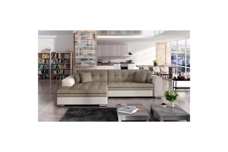 Hörnsoffa Eltap Sorento 296x194x78 cm - Inari 23, Soft 33, Beige, Vänster - Möbler - Soffa - Bäddsoffa - Bäddsoffa divan