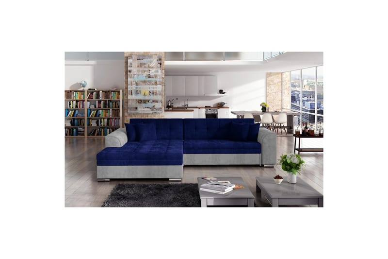 Hörnsoffa Eltap Sorento 296x194x78 cm - Kronos 09, Paros 05, Mörkblå, Vänster - Möbler - Soffa - Bäddsoffa - Bäddsoffa divan