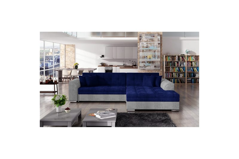 Hörnsoffa Eltap Sorento 296x194x78 cm - Kronos 09, Paros 05, Mörkblå, Höger - Möbler - Soffa - Bäddsoffa - Bäddsoffa divan