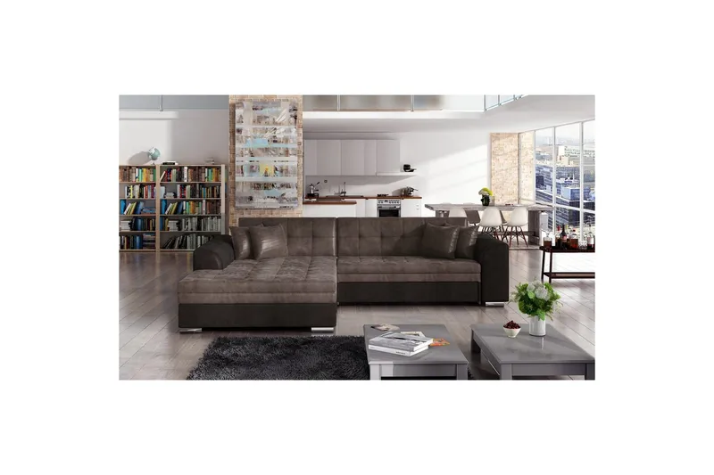 Hörnsoffa Eltap Sorento 296x194x78 cm, Monolith 09, Monolith 29, Brun, Vänster