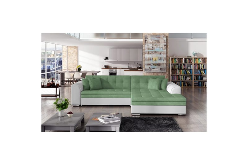 Hörnsoffa Eltap Sorento 296x194x78 cm - Soro 34, Soft 17, Grön, Höger - Möbler - Soffa - Bäddsoffa - Bäddsoffa divan