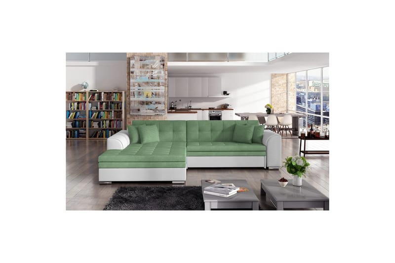Hörnsoffa Eltap Sorento 296x194x78 cm - Soro 34, Soft 17, Grön, Vänster - Möbler - Soffa - Bäddsoffa - Bäddsoffa divan