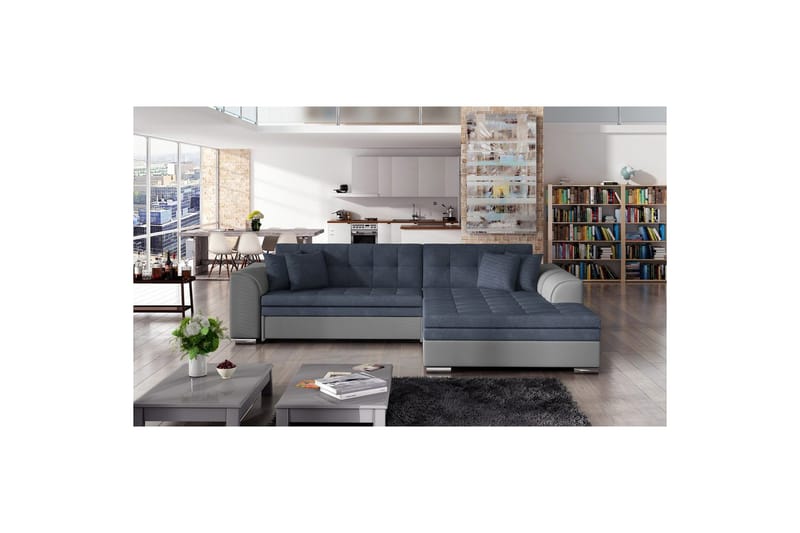 Hörnsoffa Eltap Sorento 296x194x78 cm - Soro 76, Soft 29, Blå, Höger - Möbler - Soffa - Bäddsoffa - Bäddsoffa divan