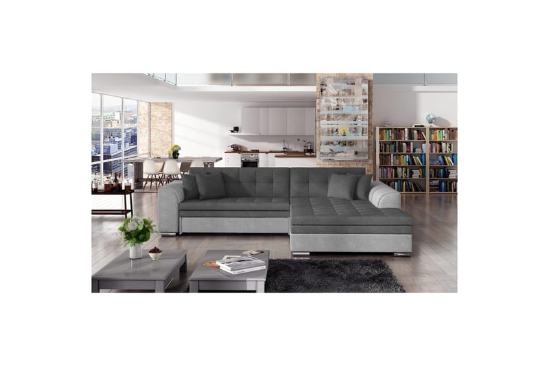 Hörnsoffa Eltap Sorento 296x194x78 cm - Soro 93, Soro 83, Mörkgrå, Höger - Möbler - Soffa - Bäddsoffa - Bäddsoffa divan