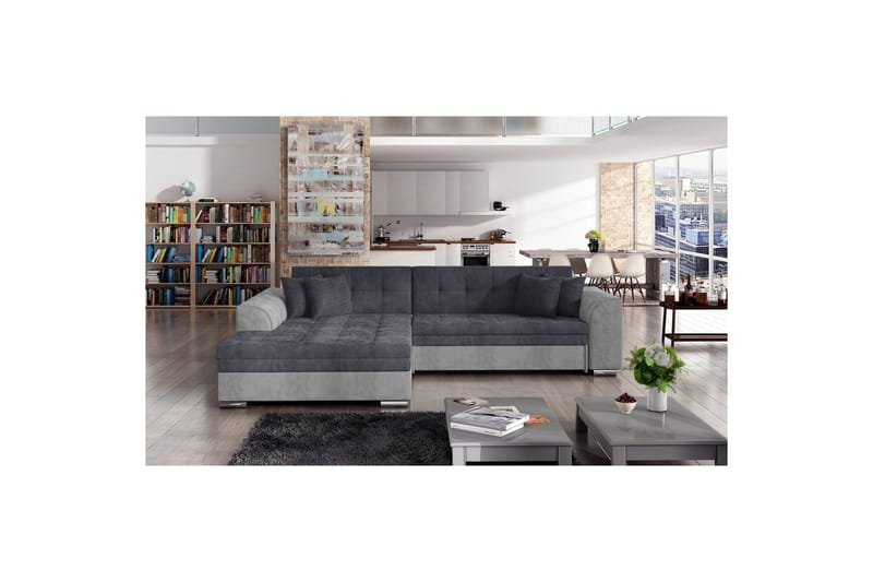 Hörnsoffa Eltap Sorento 296x194x78 cm - Paros 06, Paros 05, Grå, Vänster - Möbler - Soffa - Bäddsoffa - Bäddsoffa divan
