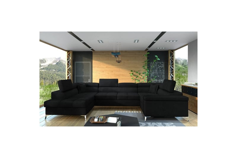 Hörnsoffa Eltap Thiago 342x208x88 cm - Kronos 07, Svart, Vänster - Möbler - Soffa - Bäddsoffa - Hörnbäddsoffa