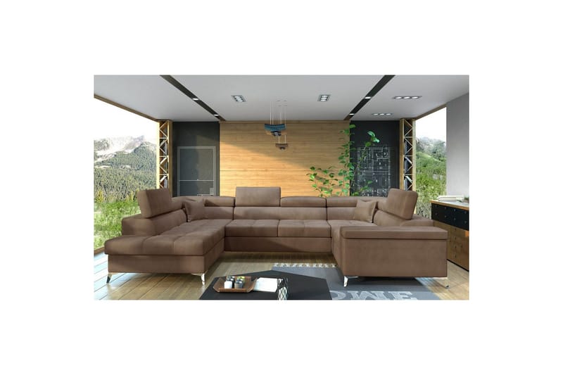 Hörnsoffa Eltap Thiago 342x208x88 cm, Monolith 09, Ljusbrun, Vänster