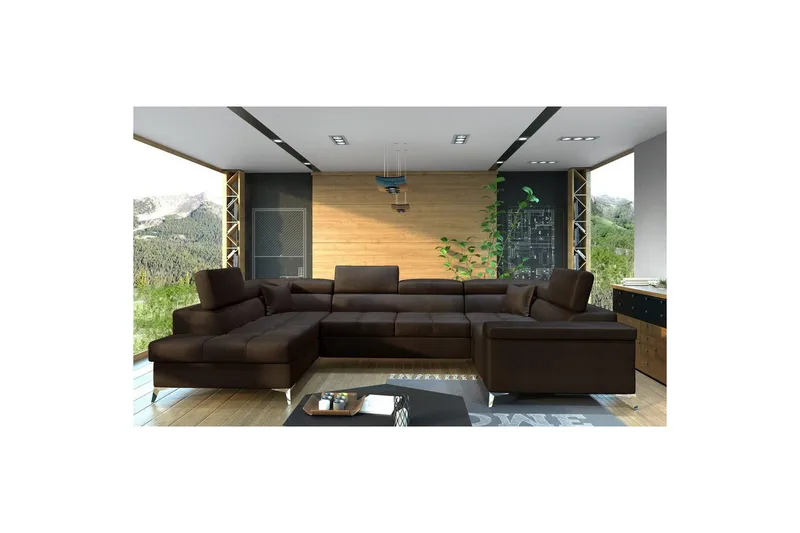 Hörnsoffa Eltap Thiago 342x208x88 cm, Monolith 29, Brun, Vänster