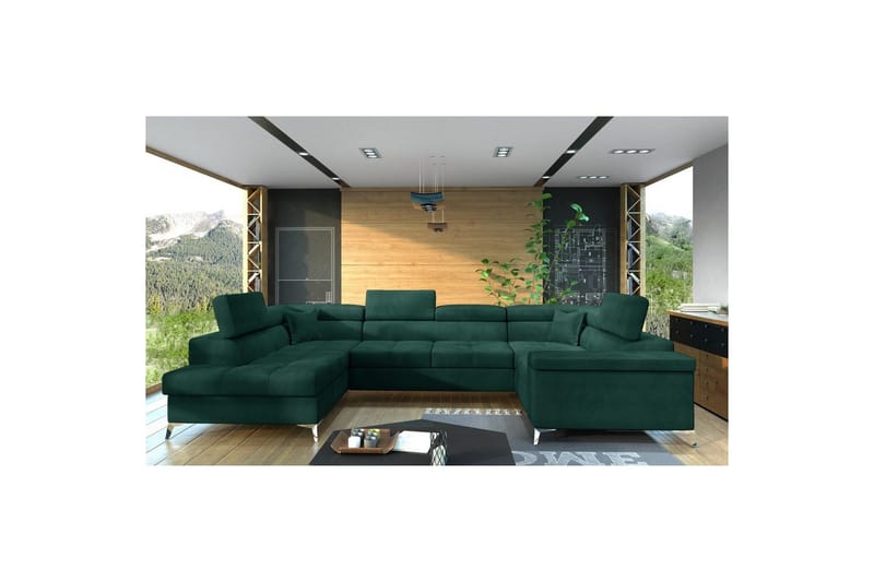 Hörnsoffa Eltap Thiago 342x208x88 cm, Monolith 37, Grön, Vänster