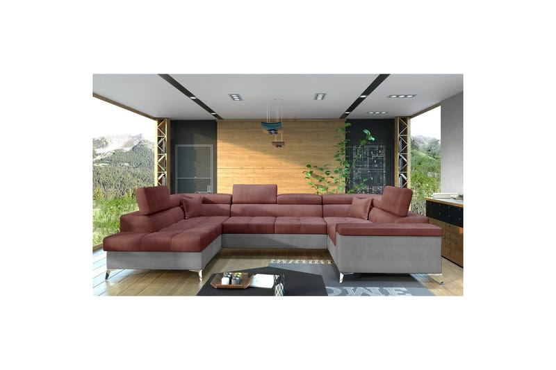 Hörnsoffa Eltap Thiago 342x208x88 cm - Monolith 63, Monolith 84, Rosa, Vänster - Möbler - Soffa - Bäddsoffa - Hörnbäddsoffa