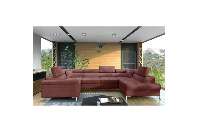 Hörnsoffa Eltap Thiago 342x208x88 cm - Monolith 63, Rosa, Höger - Möbler - Soffa - Bäddsoffa - Hörnbäddsoffa