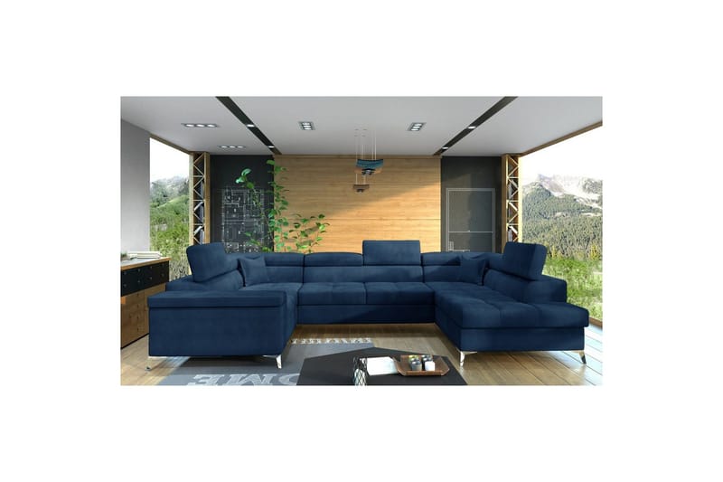 Hörnsoffa Eltap Thiago 342x208x88 cm, Monolith 77, Blå, Höger