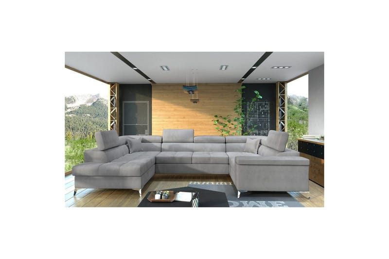 Hörnsoffa Eltap Thiago 342x208x88 cm, Monolith 84, Grå, Vänster