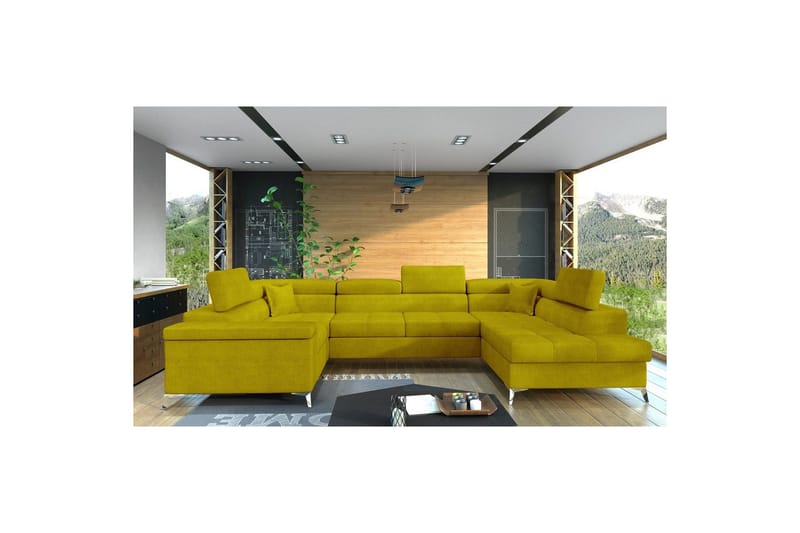 Hörnsoffa Eltap Thiago 342x208x88 cm, Omega 68, Gul, Höger