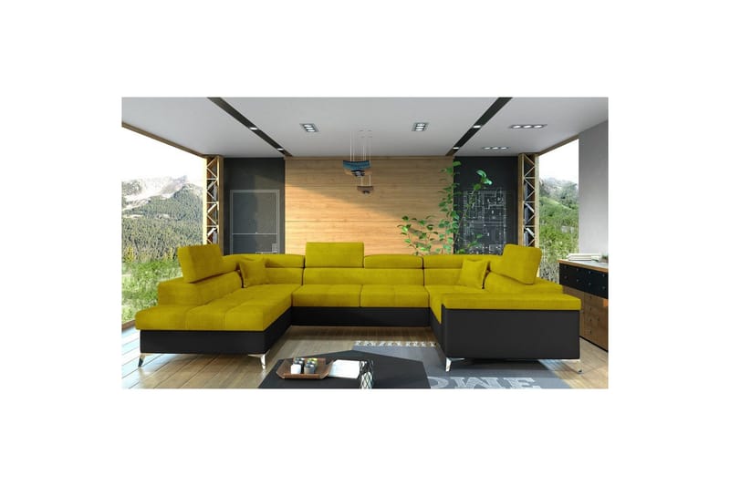 Hörnsoffa Eltap Thiago 342x208x88 cm, Omega 68, Soft 11, Gul, Vänster