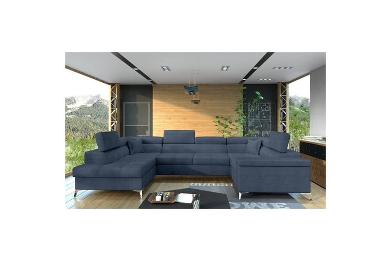 Hörnsoffa Eltap Thiago 342x208x88 cm - Omega 86, Blå, Vänster - Möbler - Soffa - Bäddsoffa - Hörnbäddsoffa