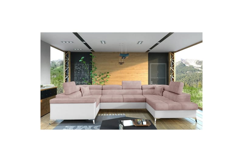 Hörnsoffa Eltap Thiago 342x208x88 cm - Omega 91, Mjuk 17, Rosa, Höger - Möbler - Soffa - Bäddsoffa - Hörnbäddsoffa