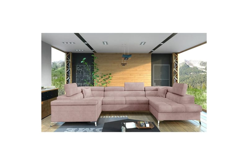 Hörnsoffa Eltap Thiago 342x208x88 cm - Omega 91, Rosa, Höger - Möbler - Soffa - Bäddsoffa - Hörnbäddsoffa