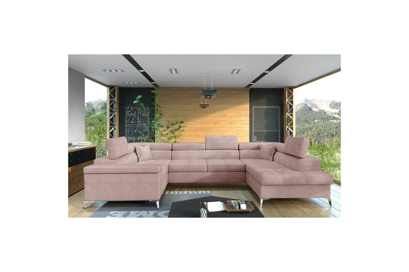 Hörnsoffa Eltap Thiago 342x208x88 cm - Omega 91, Rosa, Höger - Möbler - Soffa - Bäddsoffa - Hörnbäddsoffa