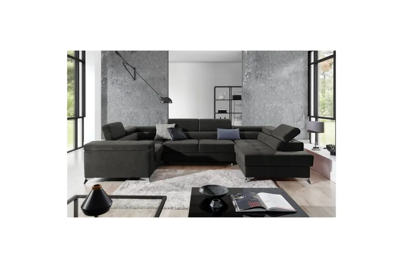 Hörnsoffa Eltap Thiago 342x208x88 cm - Sawana 05, Mörkgrå, Höger - Möbler - Soffa - Bäddsoffa - Hörnbäddsoffa
