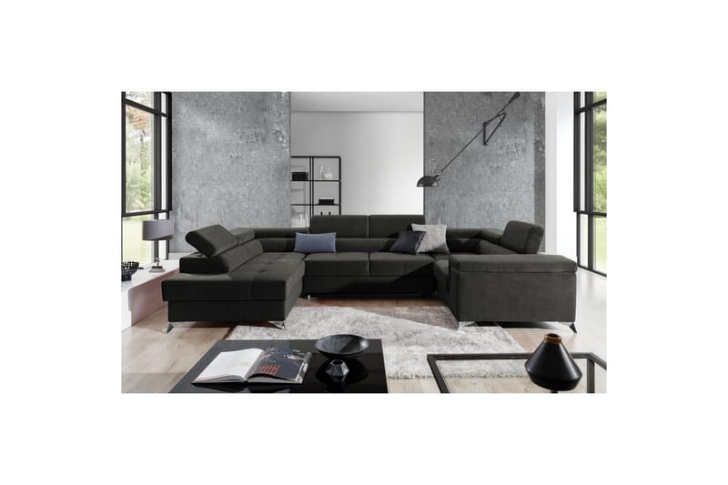 Hörnsoffa Eltap Thiago 342x208x88 cm - Sawana 05, Mörkgrå, Vänster - Möbler - Soffa - Bäddsoffa - Hörnbäddsoffa