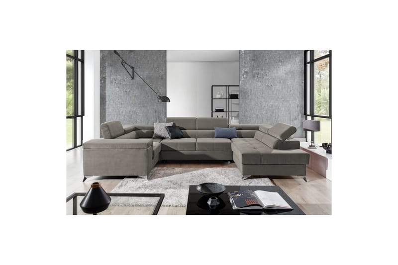Hörnsoffa Eltap Thiago 342x208x88 cm - Paros 02, Beige, Höger - Möbler - Soffa - Bäddsoffa - Hörnbäddsoffa