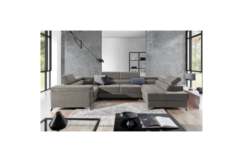 Hörnsoffa Eltap Thiago 342x208x88 cm - Paros 02, Beige, Höger - Möbler - Soffa - Bäddsoffa - Hörnbäddsoffa