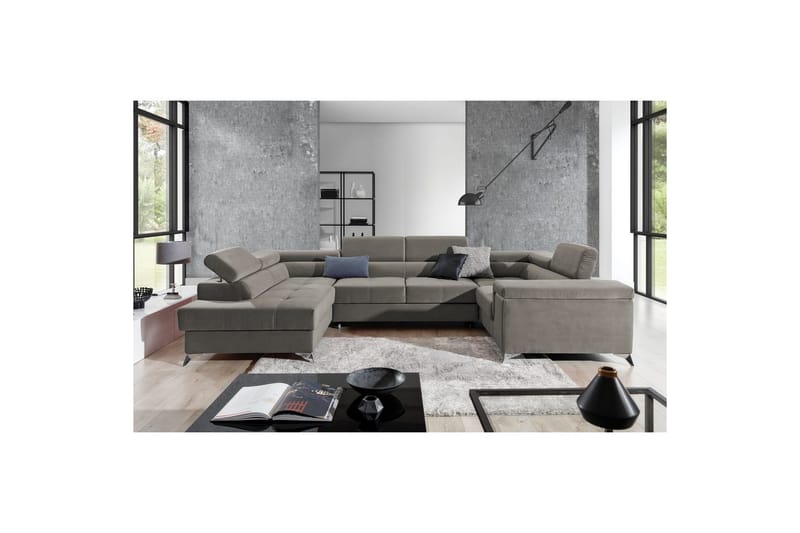 Hörnsoffa Eltap Thiago 342x208x88 cm - Paros 02, Beige, Vänster - Möbler - Soffa - Bäddsoffa - Hörnbäddsoffa