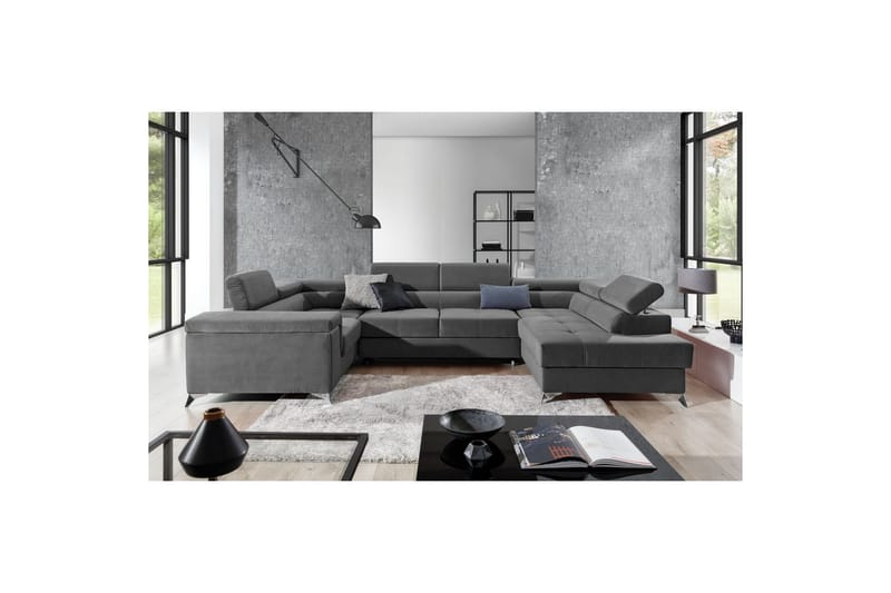 Hörnsoffa Eltap Thiago 342x208x88 cm - Paros 06, Mörkgrå, Höger - Möbler - Soffa - Bäddsoffa - Hörnbäddsoffa